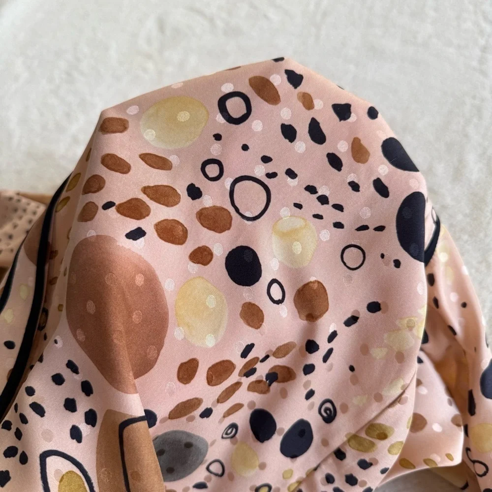 Lafayette 148 NWOT Silk Scottie Print Collar Pink Brown Long Sleeve Shirt S - Picture 8 of 11